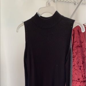 Open shoulder black body con dress